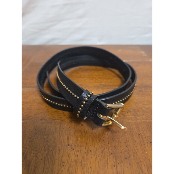 Sergio Renato Black Leather Gold Studded Belt Skinny Size 32 /80 Rare